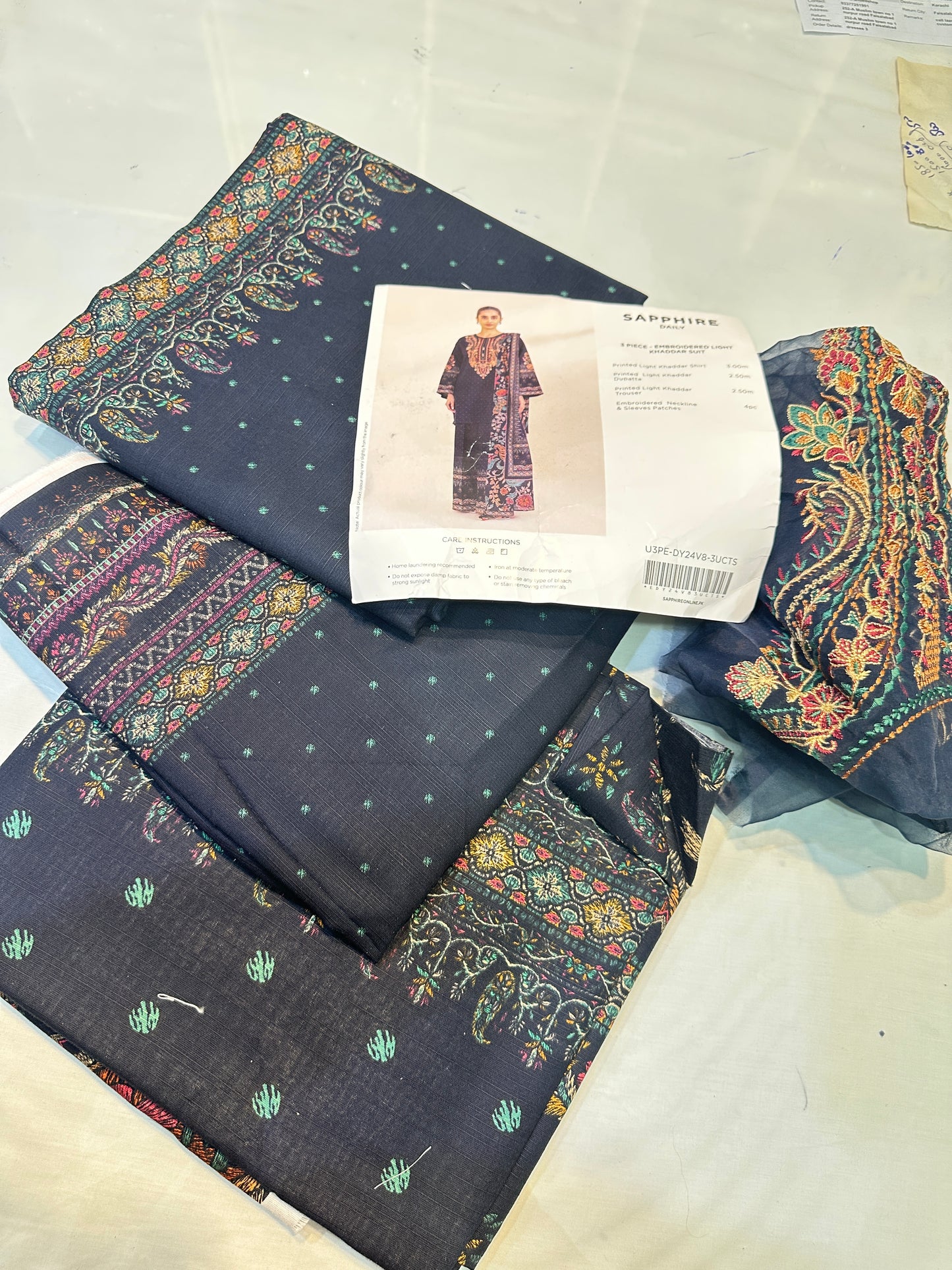 Saphire khaddar embroidered 3pc