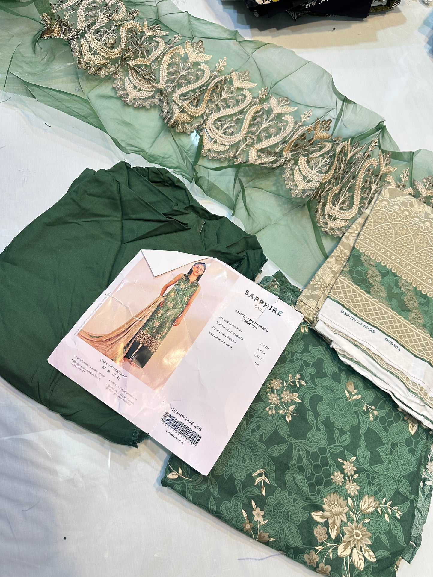 Saphire linen 3pc embroidered