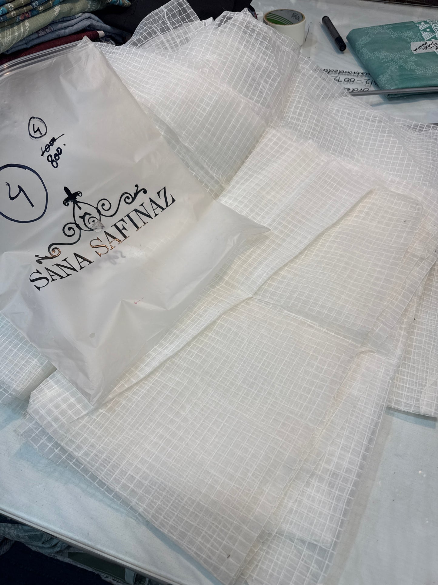 (04) 2pc Sana Safinaz Lawn net jacquard stuff