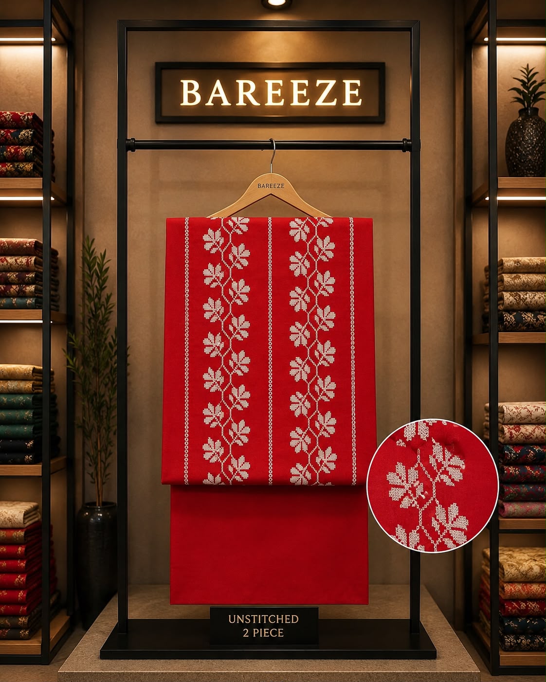2pc Bareeza Embroidery Lawn Shirt with Trouser