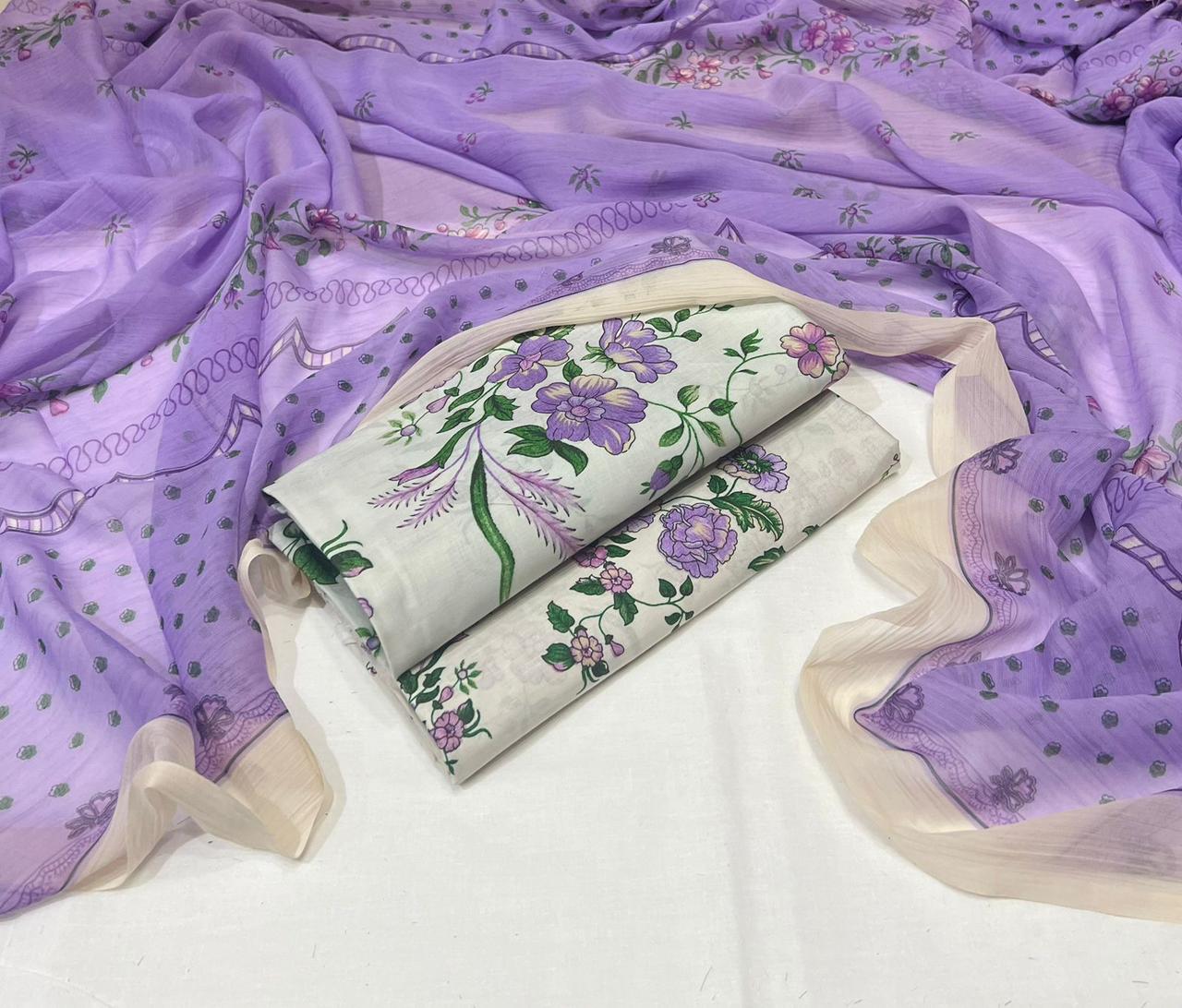 3pc printed lawn shirt and Trouser with Chiffon Dupatta