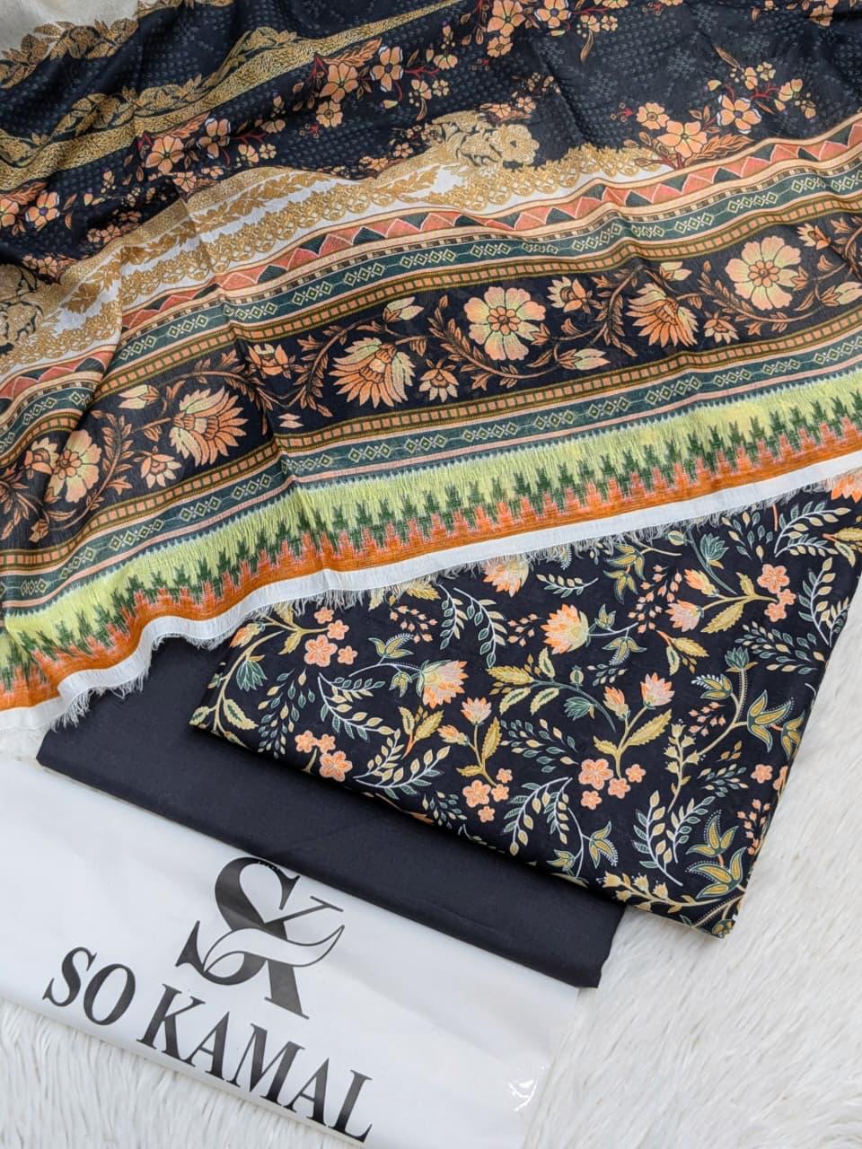 3pc So Kamal Lawn Shirt with Trouser and Dupatta