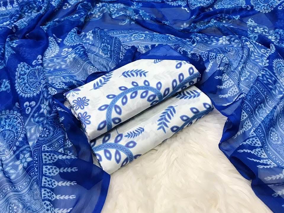 3pc Branded lawn with Chiffon Dupatta