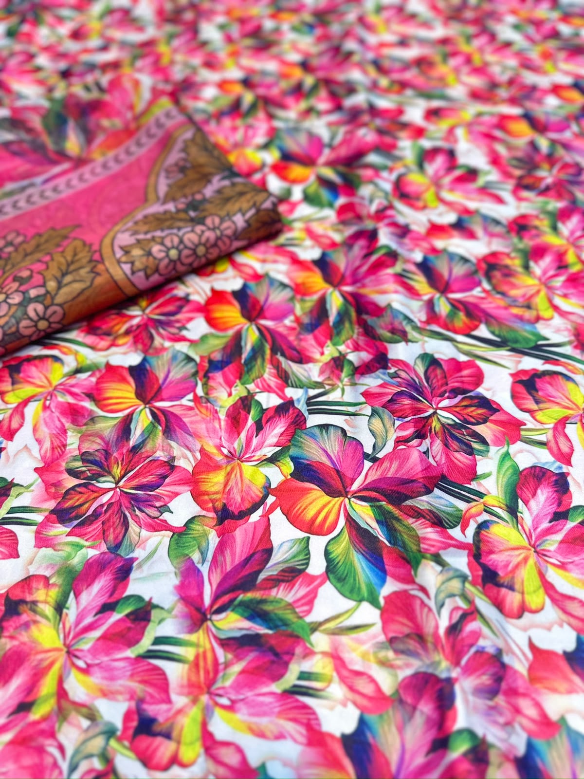 3pc printed silk suit