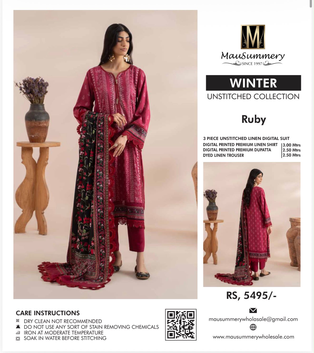 3pc Mausummery Winter Linen suit