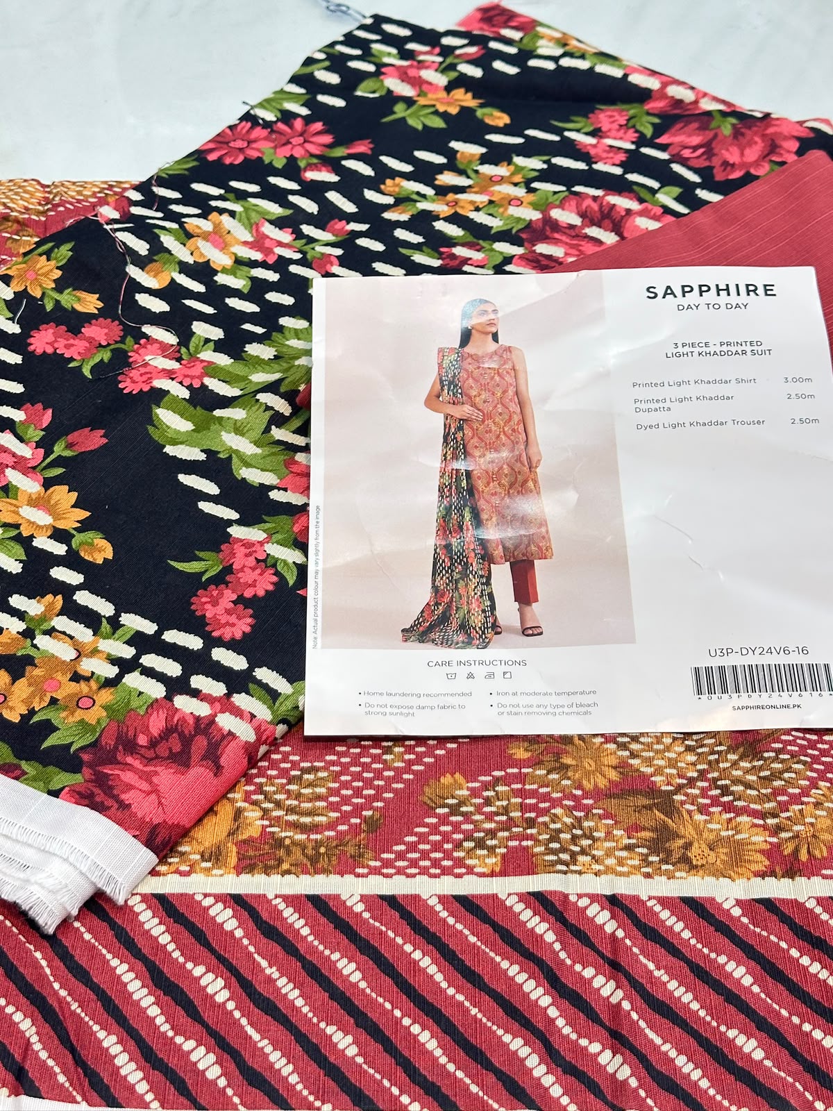 3pc Sapphire Khaddar shirt and Trouser with Dupatta
