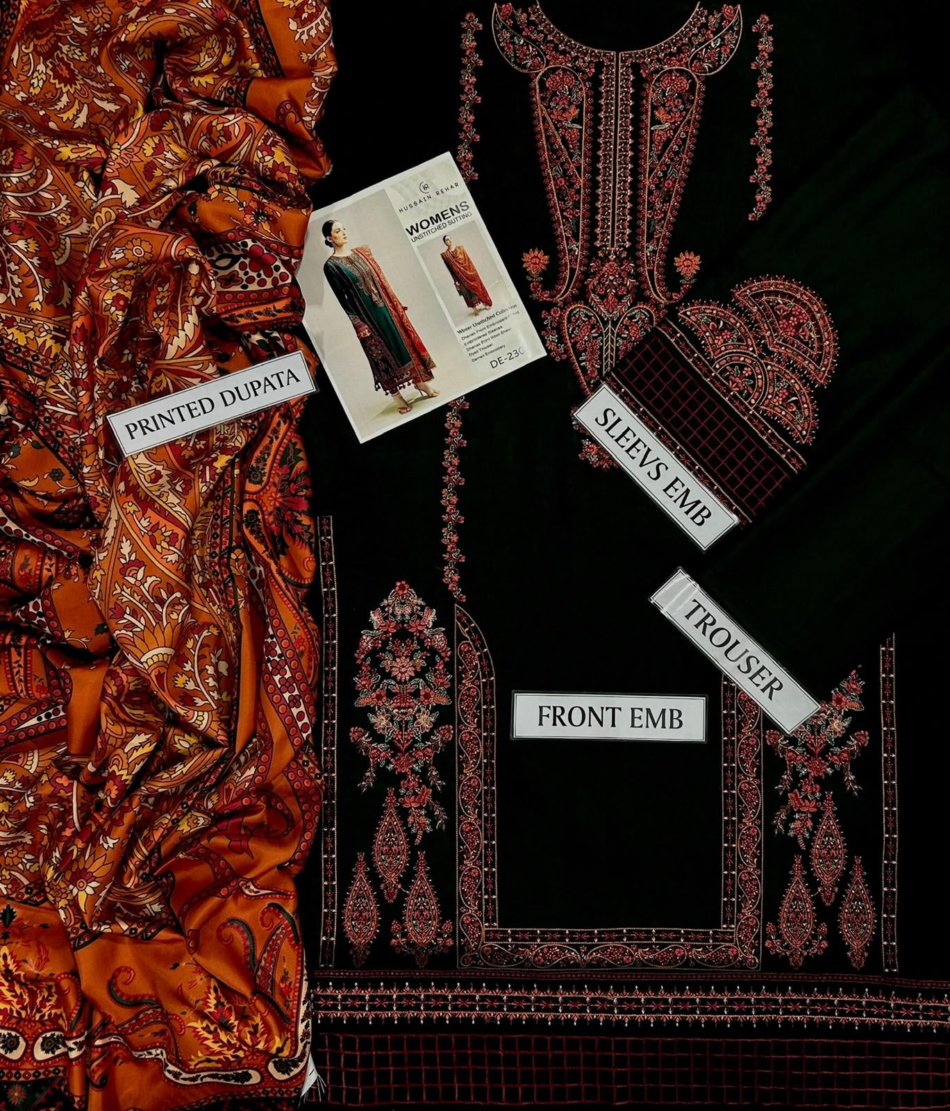 3pc Hussain Rehar Embroidery Dahanak