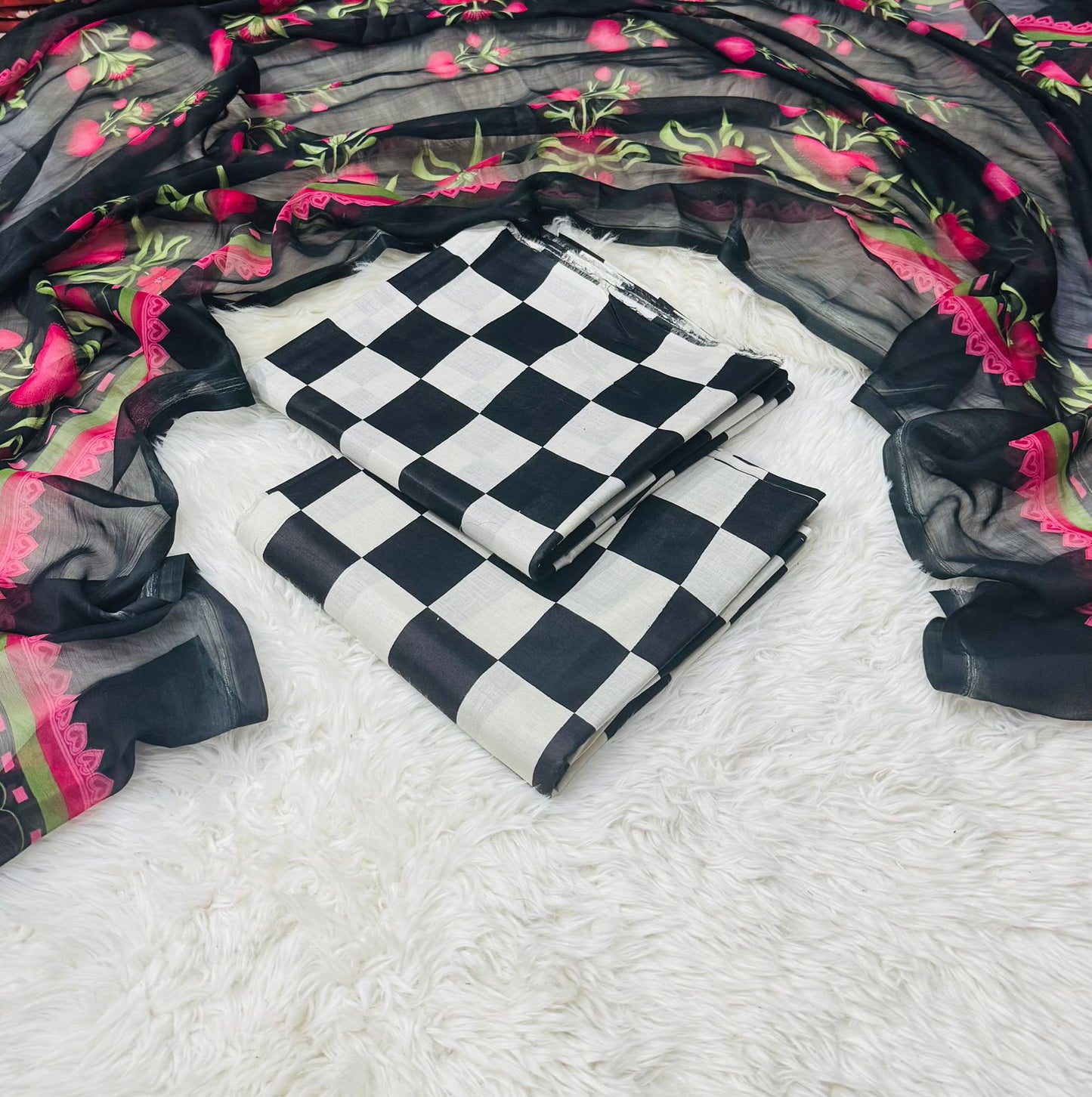 3pc Branded lawn with Chiffon Dupatta
