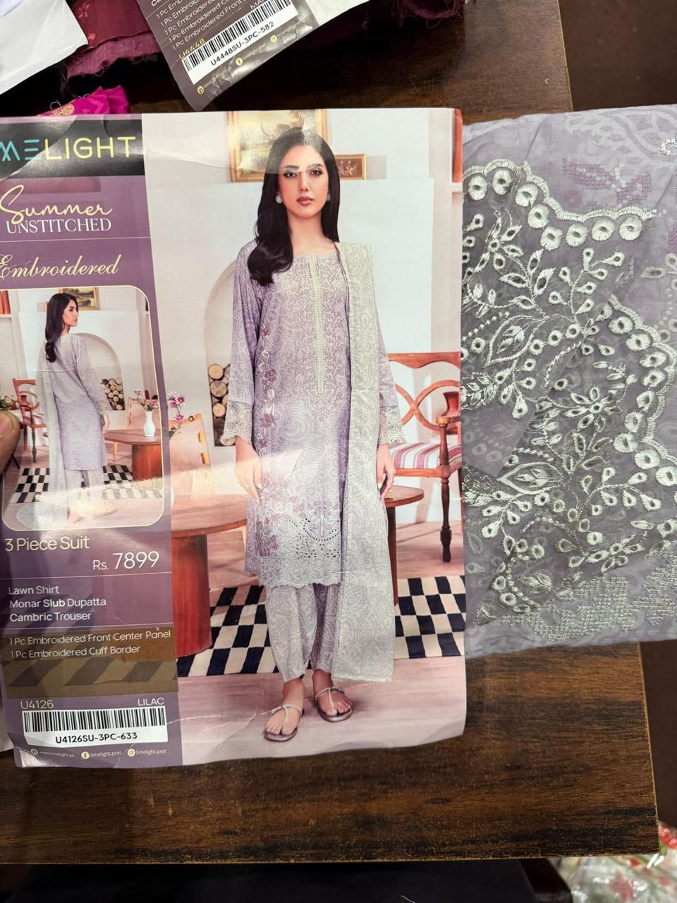 3pc Limelight Embroidered Lawn Shirt and Cambric Trouser with monar Dupatta