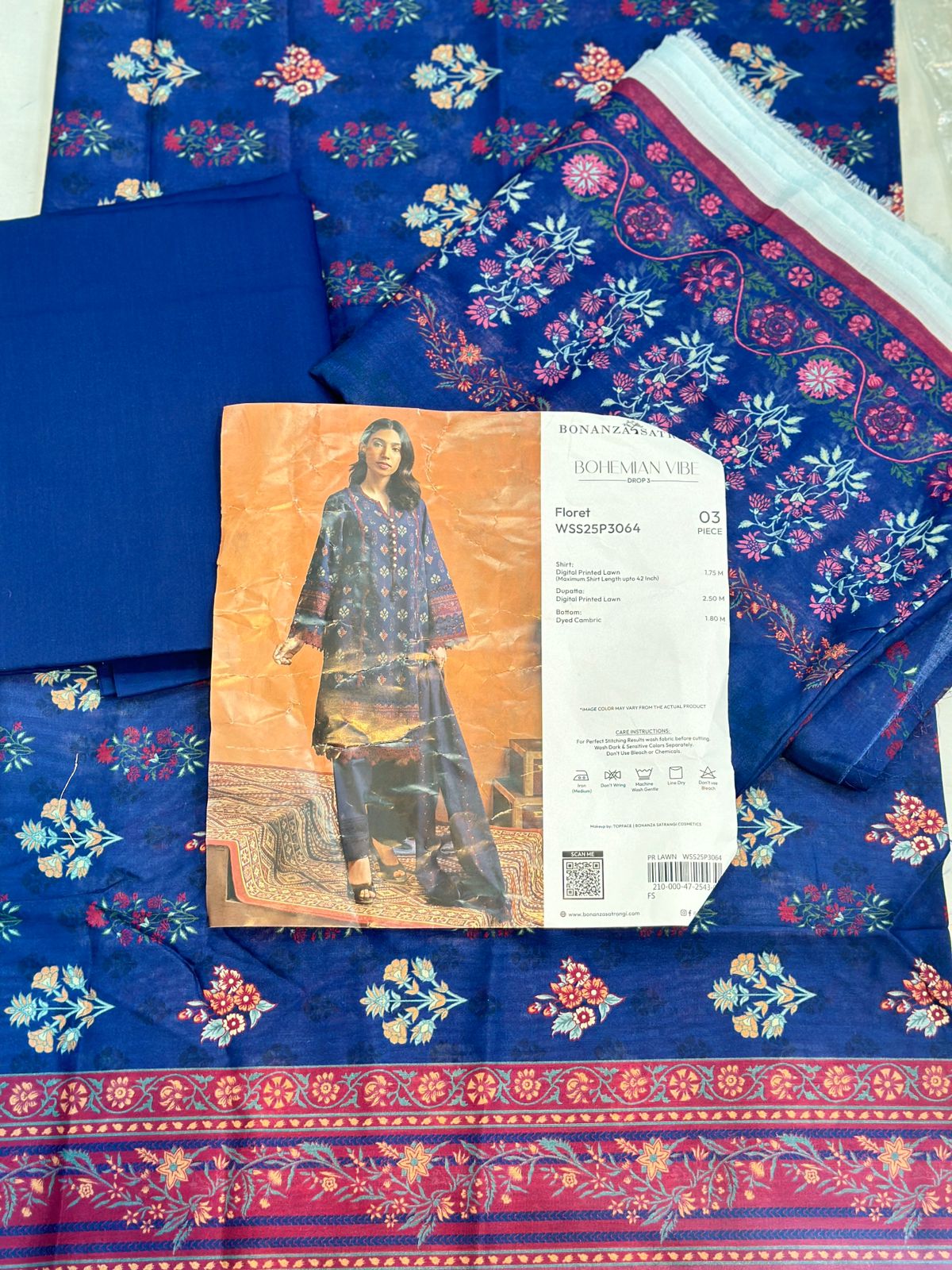 3pc Bonanza Satrangi Lawn suit