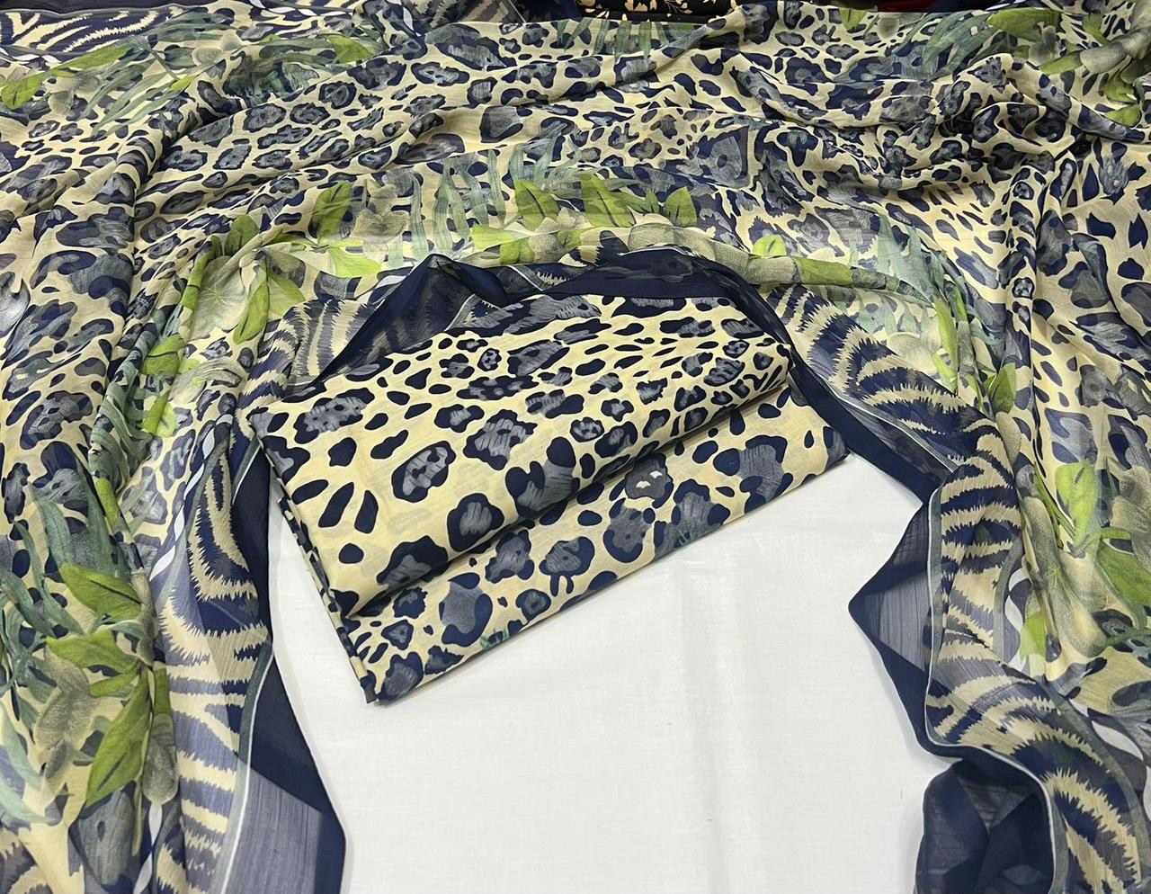 3pc printed lawn shirt and Trouser with Chiffon Dupatta