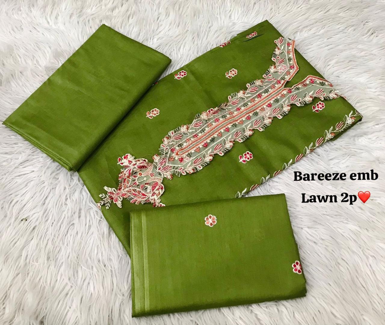 2pc Bareeza Embroidery Lawn Shirt with Trouser