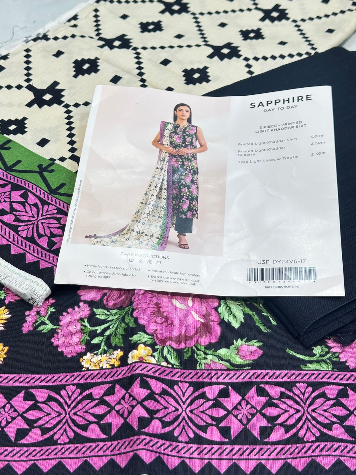 3pc Sapphire Light khaddar