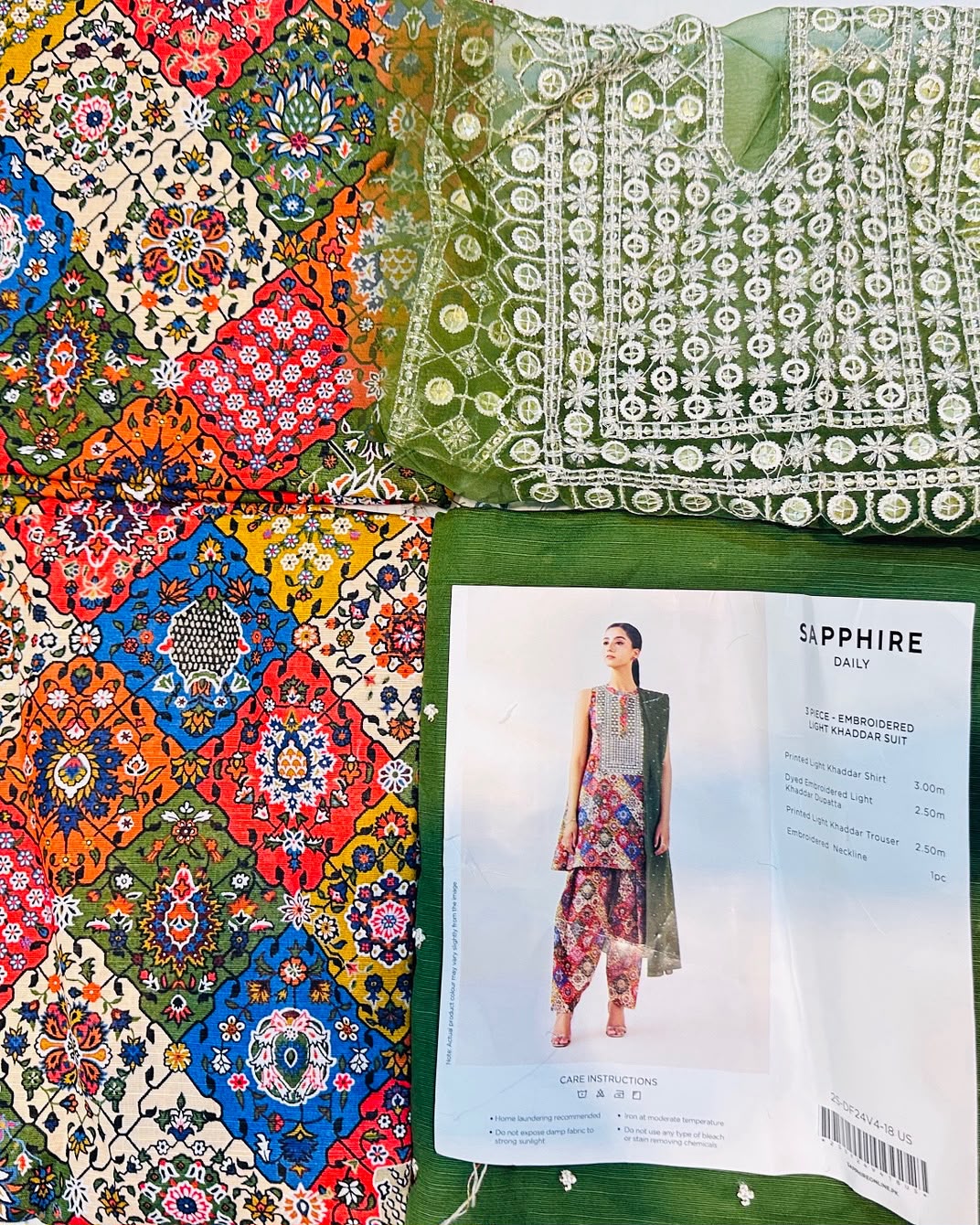 3pc Sapphire Embroidery Khaddar suit