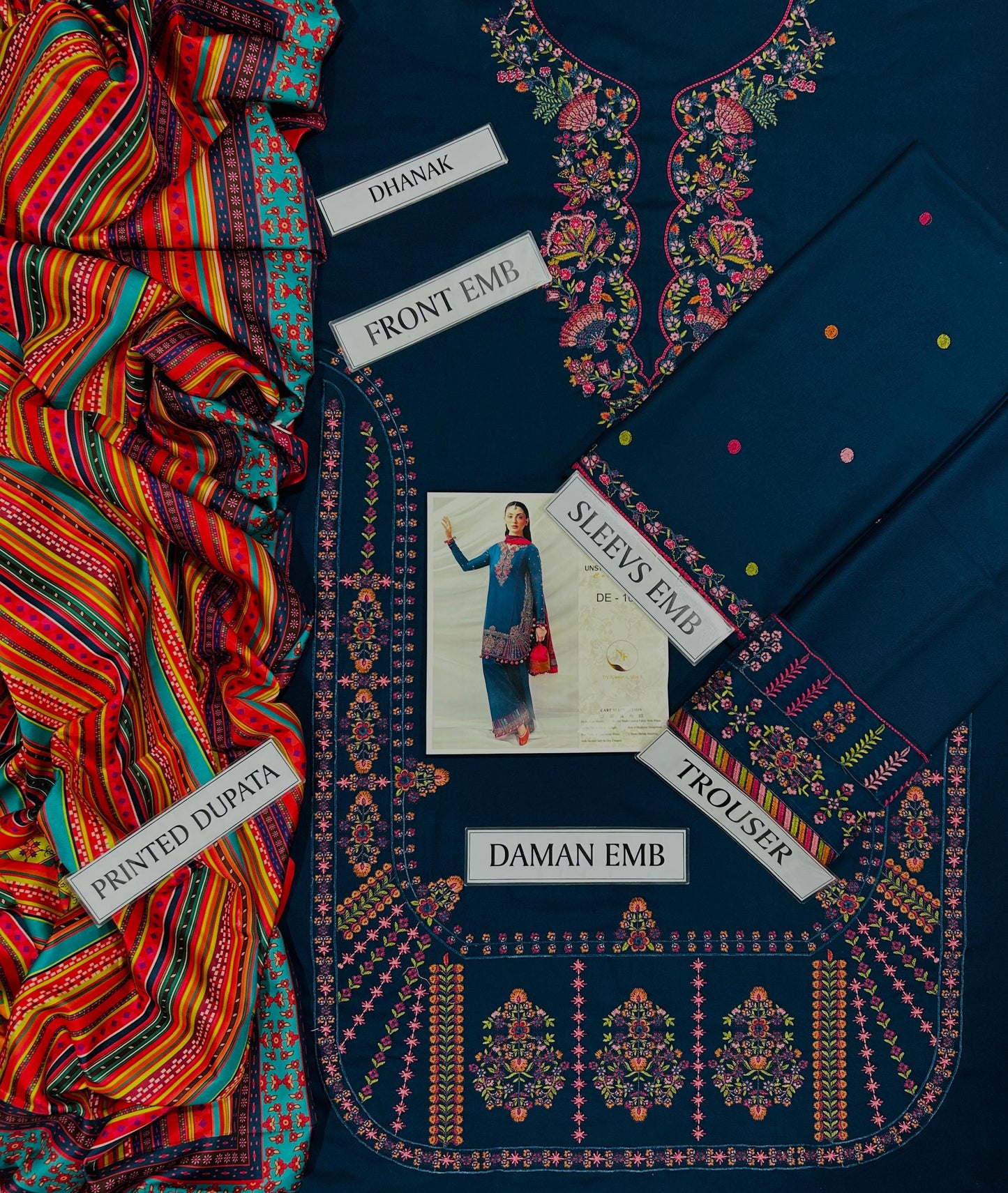 3pc Hussain Rehar  Dhanak Embroidery Suit