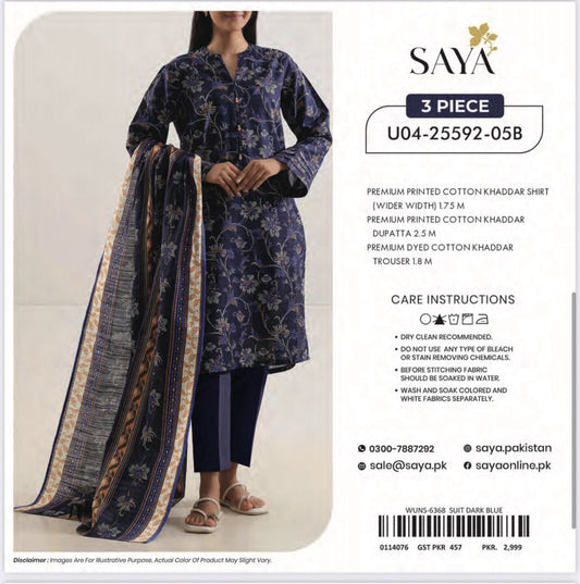 3pc Saya Cotton khaddar