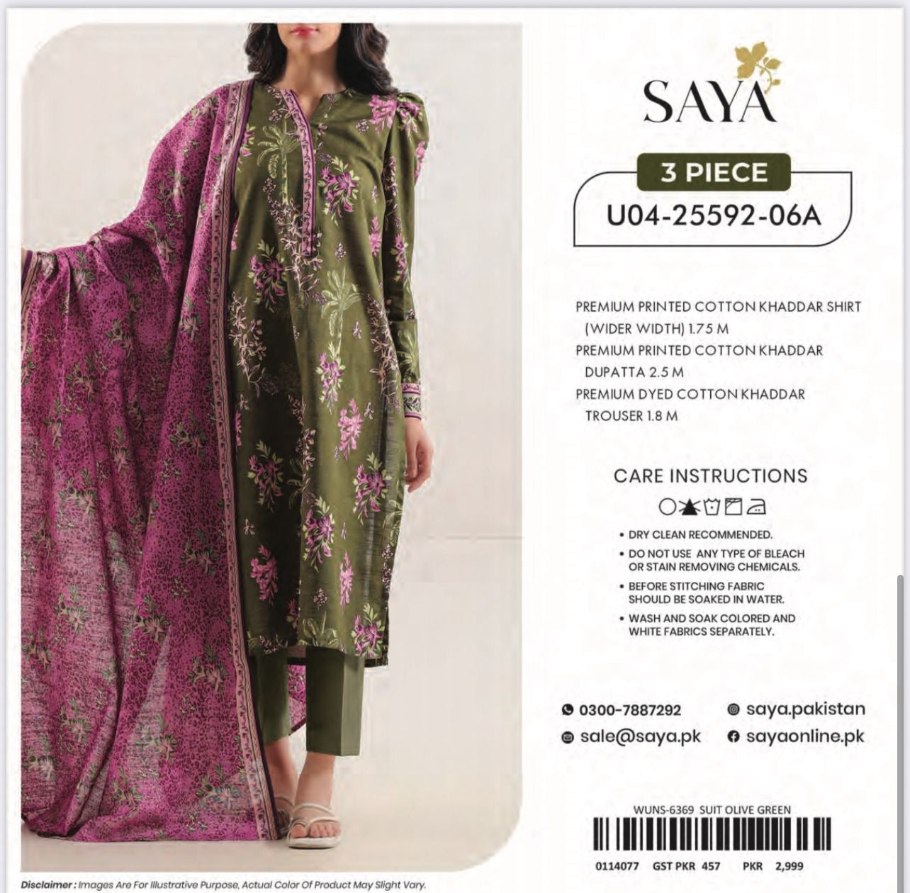 3pc Saya Cotton khaddar