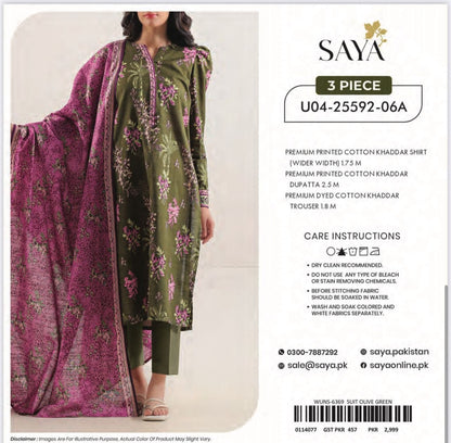 3pc Saya Cotton khaddar