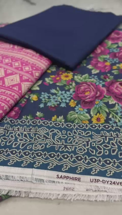 3pc Sapphire Light  Khaddar