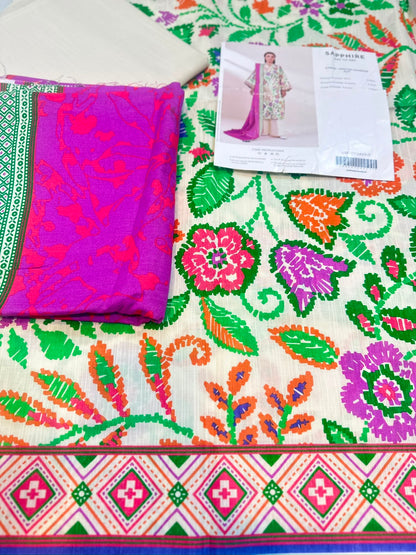 3pc Sapphire Khaddar shirt and Trouser with Dupatta
