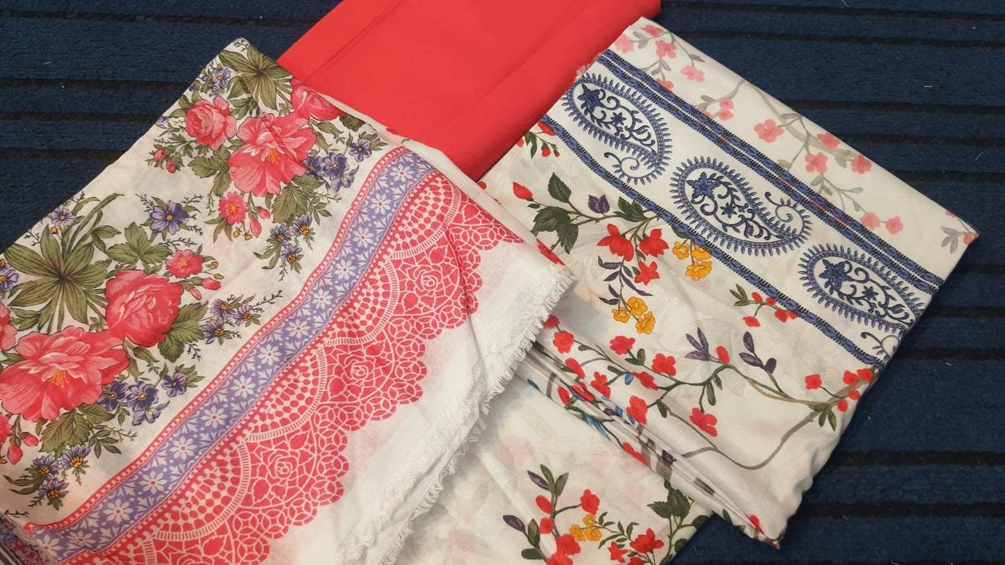 3pc So Kamal Lawn Shirt with Trouser and Dupatta