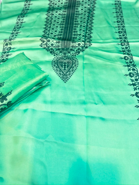 3pc printed silk suit
