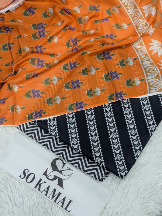 3pc So Kamal lawn shirt and Trouser with Dupatta