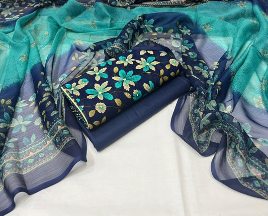 3pc printed lawn shirt and Trouser with Chiffon Dupatta