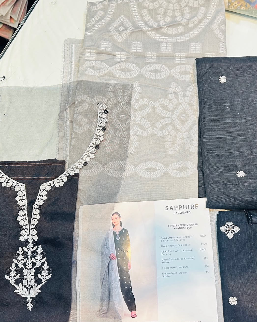 3pc Sapphire Embroidery Khaddar suit