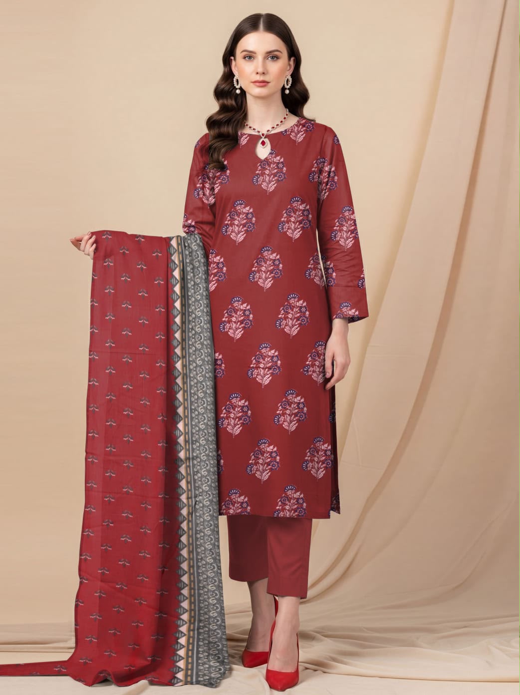 2pc So Kamal Lawn Shirt with Trouser and Dupatta