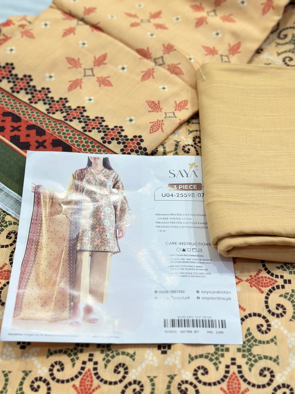 3pc SAYA Cotton khaddar