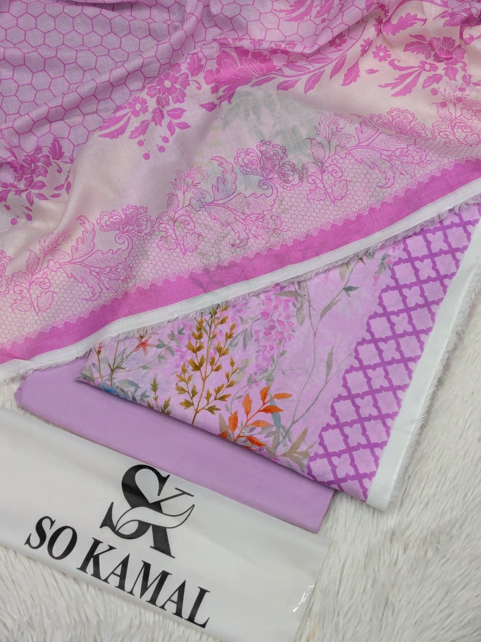 3pc So Kamal Lawn Shirt with Trouser and Dupatta