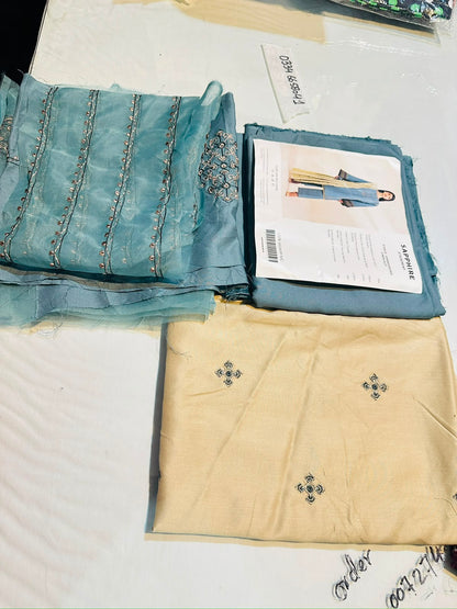 3pc Sapphire Embroidery linen suit