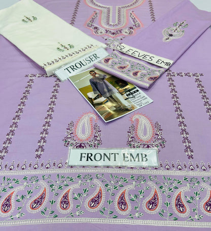 2pc Batik Embroidery Lawn Shirt with Trouser