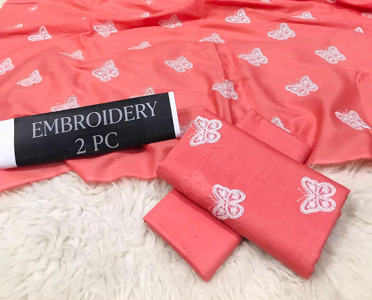 2pc Khaddi Embroidery Lawn Shirt with Trouser