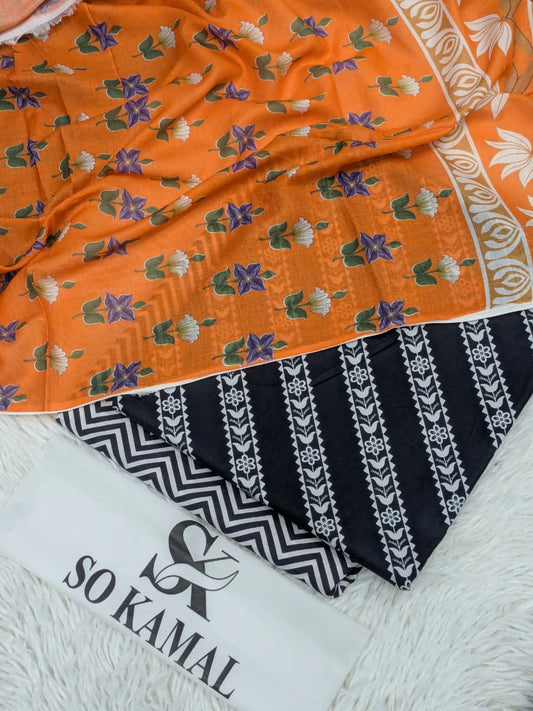 3pc So Kamal Lawn Shirt with Trouser and Dupatta