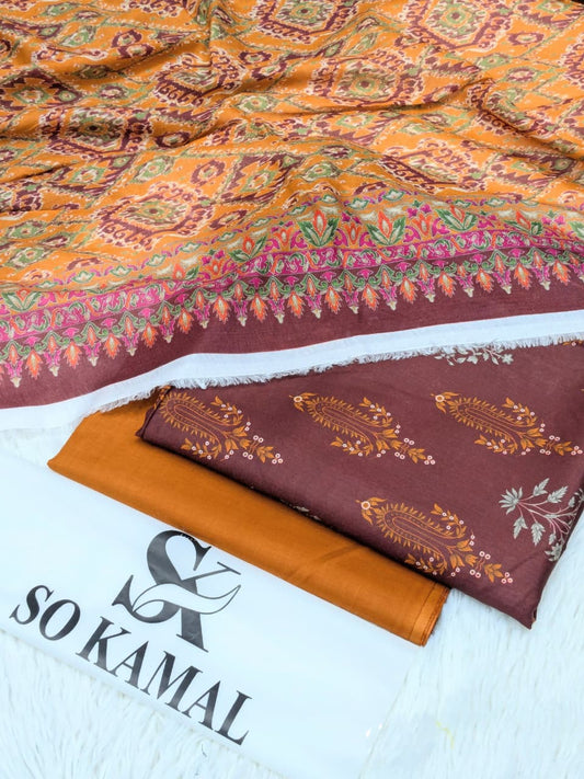 3pc So Kamal Lawn Shirt with Trouser and Dupatta
