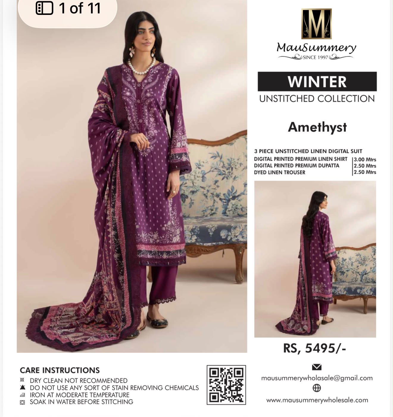 3pc Mausummery Winter Linen suit