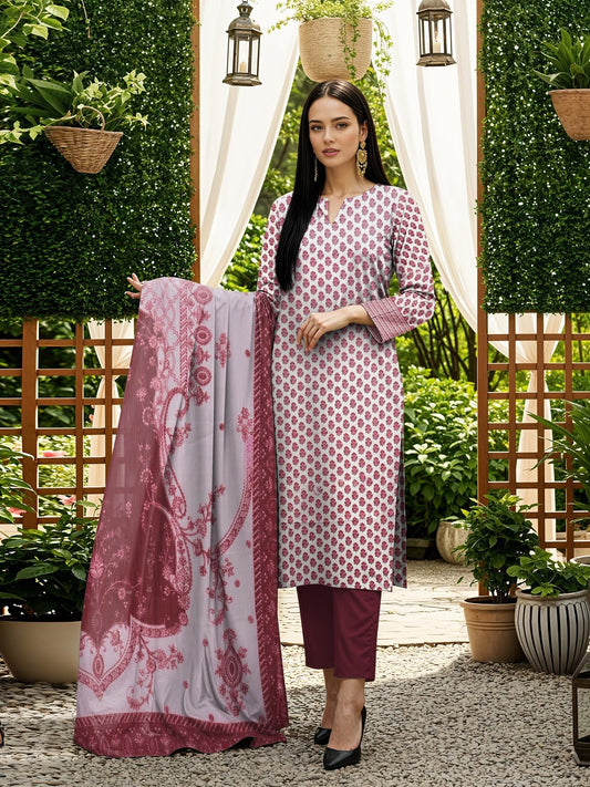 3pc So Kamal Lawn Shirt with Trouser and Dupatta