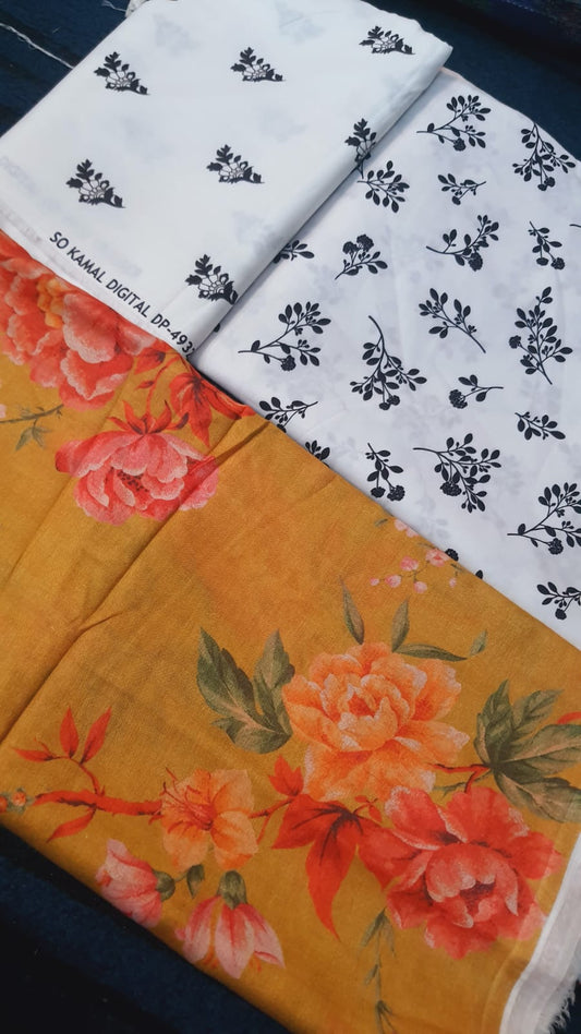 3pc So Kamal Lawn Shirt with Trouser and Dupatta