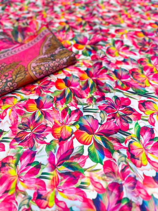 3pc printed silk suit