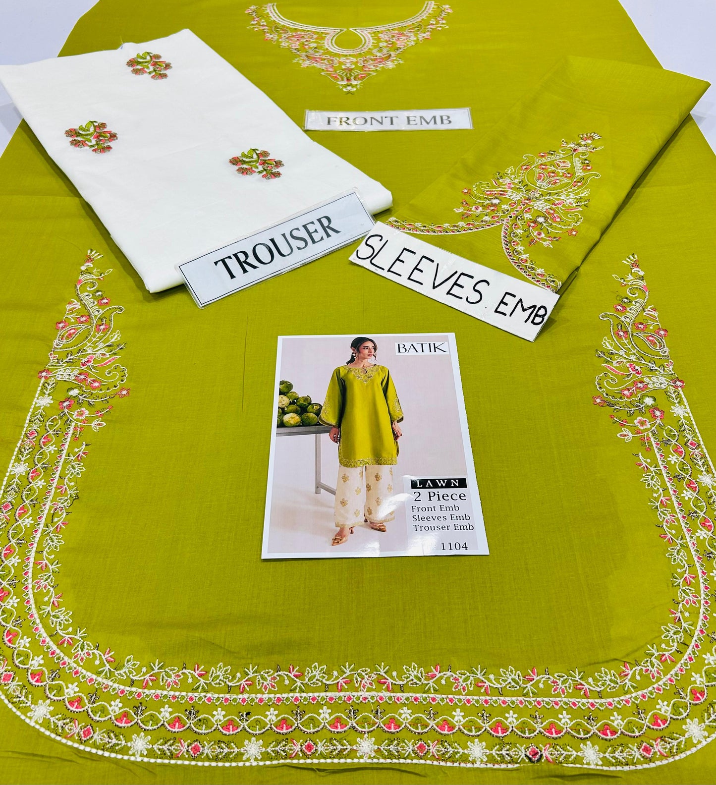 2pc batik Embroidery Lawn Shirt with Trouser