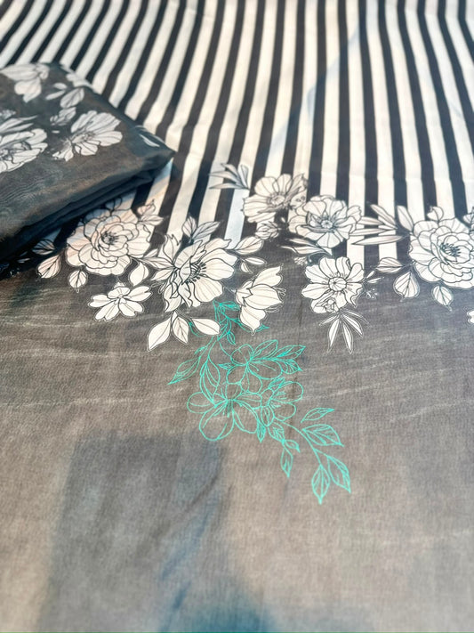3pc printed silk suit