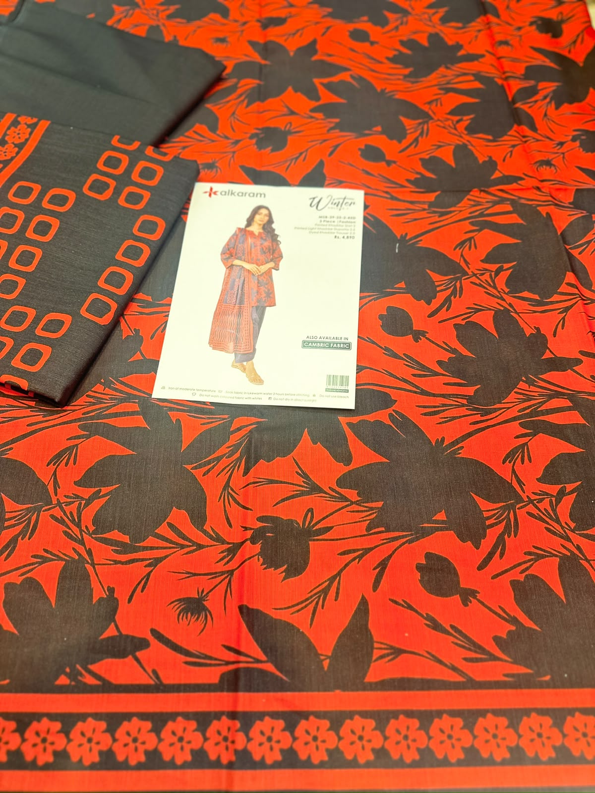 3pc Al Karam Khaddar shirt and Trouser with Dupatta