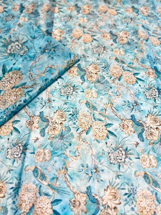 3pc printed silk Suit