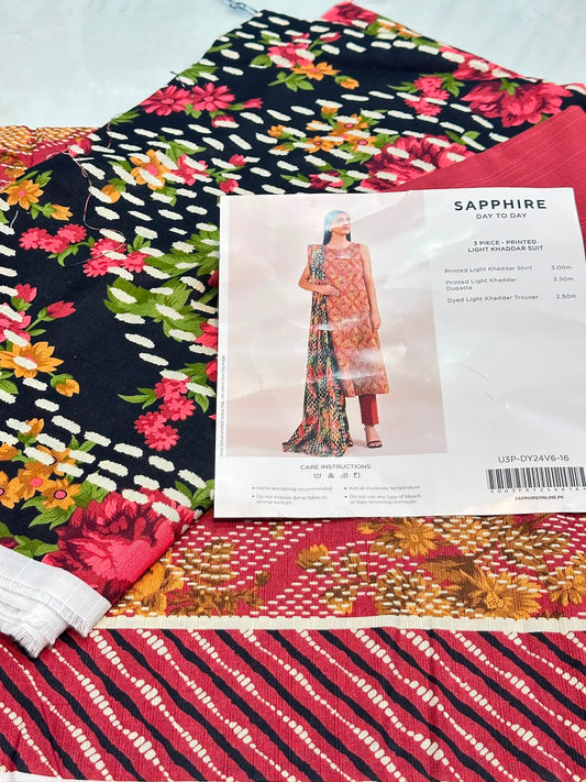 3pc Sapphire Khaddar shirt and Trouser with Dupatta
