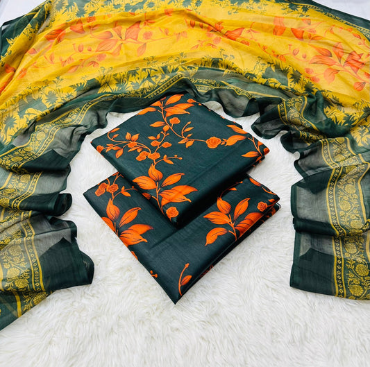 3pc Branded lawn with Chiffon Dupatta