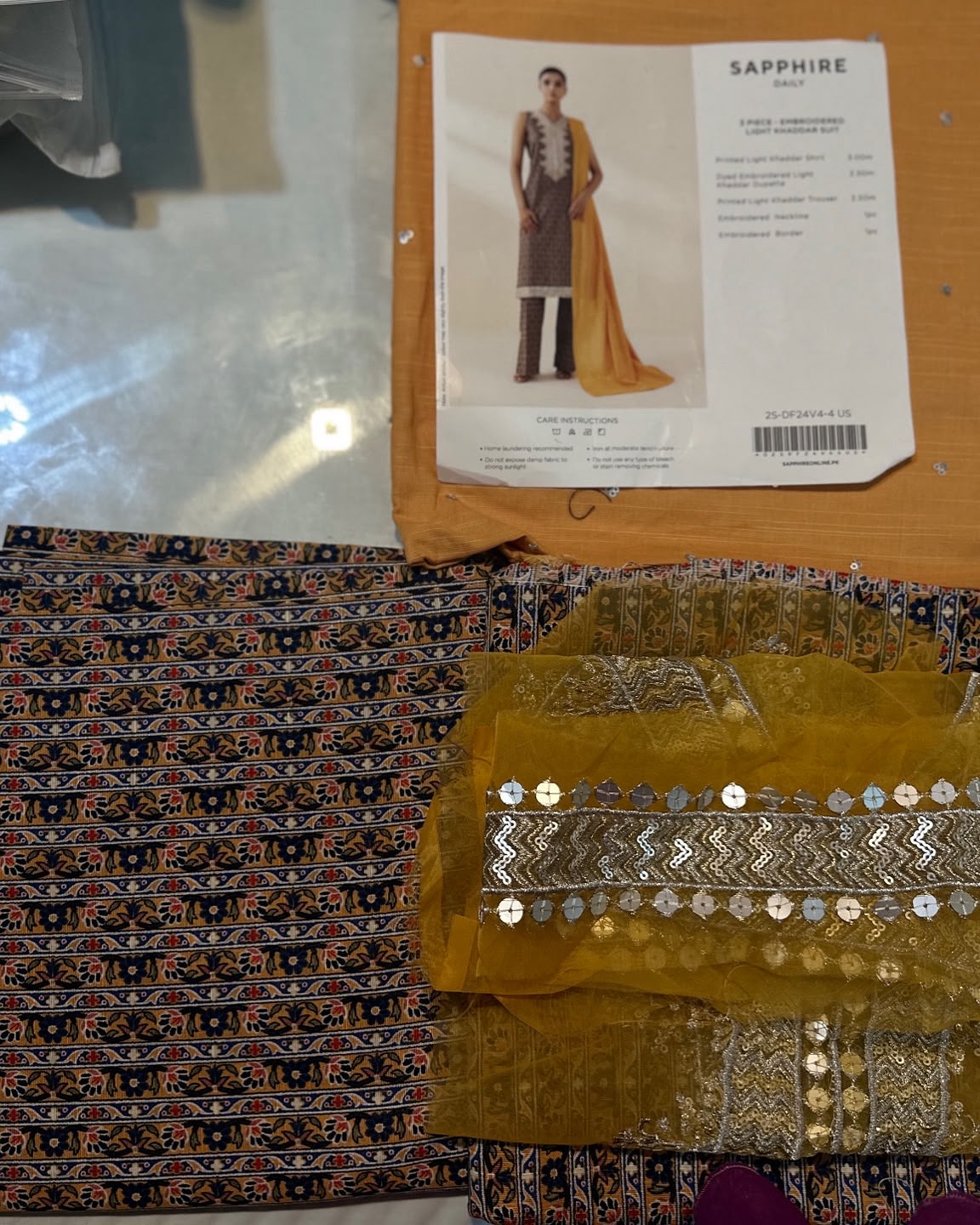 3pc Sapphire Embroidery Khaddar suit