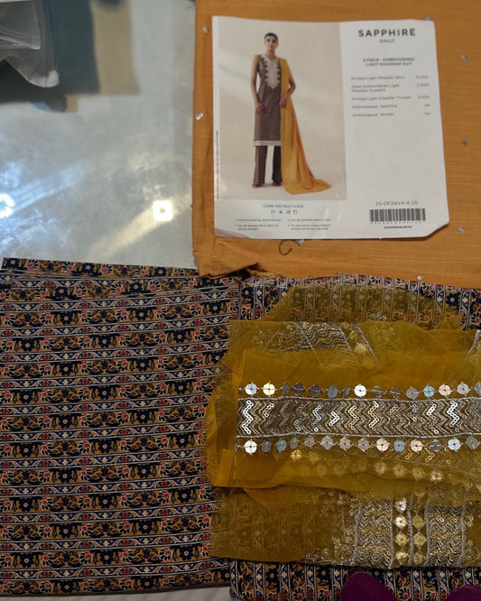 3pc Sapphire Embroidery Khaddar suit