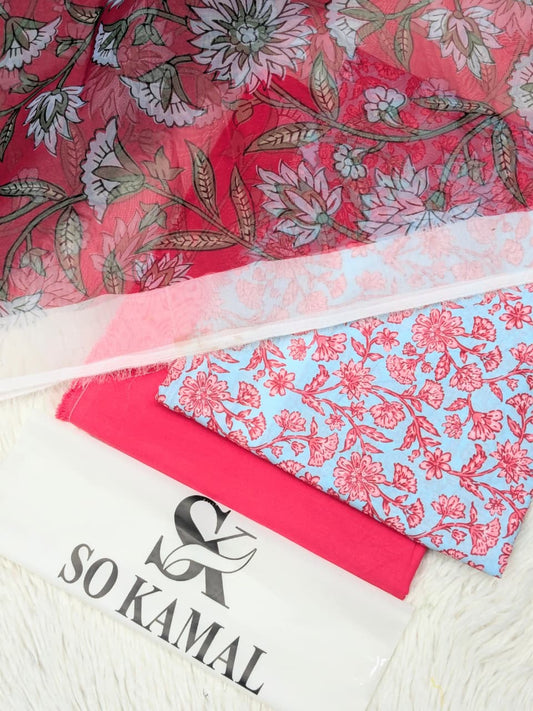 3pc so Kamal lawn shirt and Trouser with Dupatta